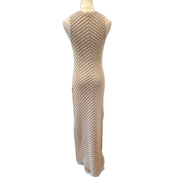 House of Harlow 1960 Tan Chevron Knit Maxi Dress Sleeveless Small NWOT NEW - Picture 2 of 8